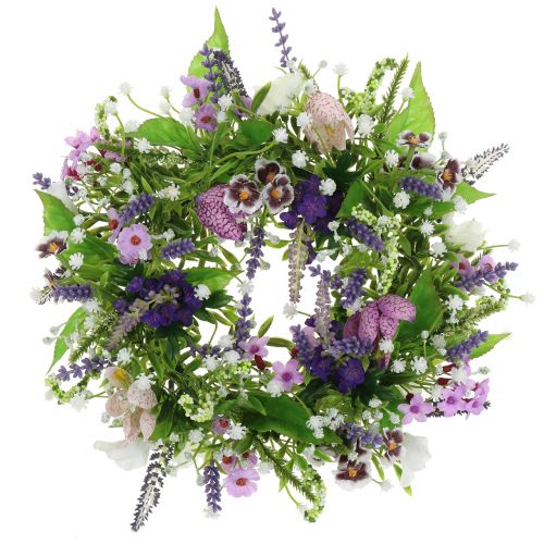 Floristik24 Ghirlanda scacchiera fiore/lavanda/lilla Ø28cm