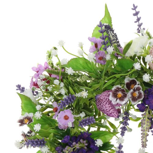 Floristik24 Ghirlanda scacchiera fiore/lavanda/lilla Ø28cm
