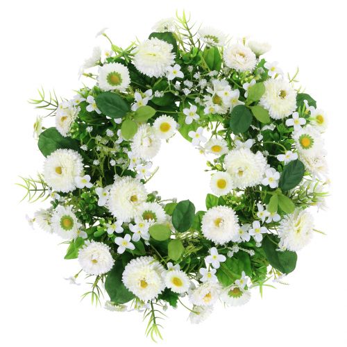 Corona di fiori deco bianco Bellis porta ghirlanda di fiori di seta Ø30cm
