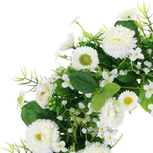 Prodotto Ghirlanda di fiori deco bianco Ghirlanda porta Bellis fiori di seta Ø30cm