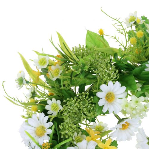 Floristik24 Ghirlanda primaverile con gerbere bianche, gialle Ø30cm