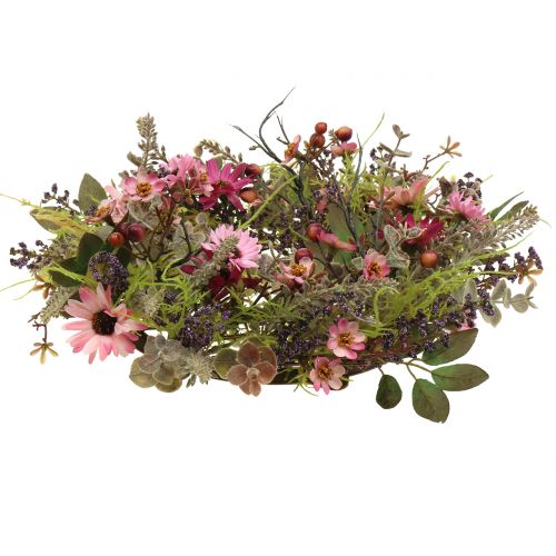 Floristik24 Ghirlanda di fiori con margherite e bacche rosa antico Ø30cm