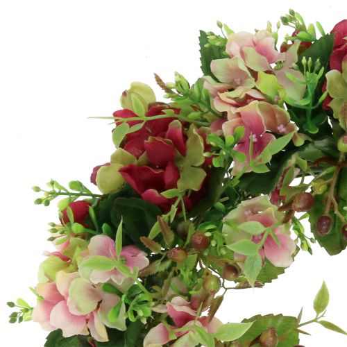 Floristik24 Ghirlanda di ortensie / bacche rosso scuro Ø30cm