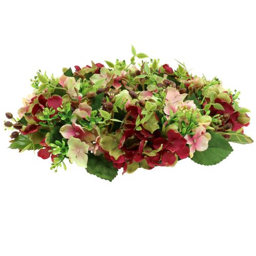 Floristik24 Ghirlanda di ortensie / bacche rosso scuro Ø30cm