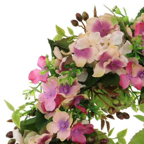 Prodotto Ghirlanda di fiori con ortensie e bacche rosa Ø30cm