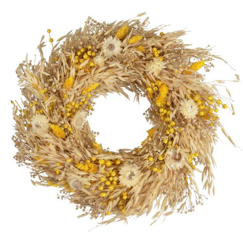 Floristik24 Corona decorativa corona d&#39;avena corona naturale fiori di paglia gialli Ø29cm