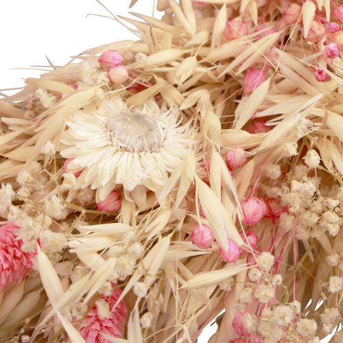 Prodotto Corona decorativa corona d&#39;avena corona naturale fiori di paglia rosa Ø29cm