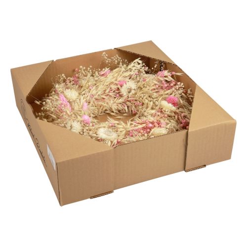 Prodotto Corona decorativa corona d&#39;avena corona naturale fiori di paglia rosa Ø29cm