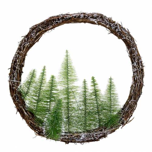 Ghirlanda natalizia con albero e LED Ø48cm verde neve, marrone
