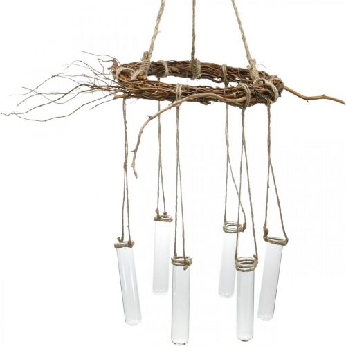 Floristik24 Ghirlanda di salice con provette, ghirlanda decorativa da appendere L85cm Ø28cm