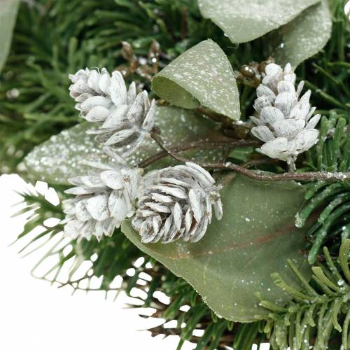 Floristik24 Corona decorativa di eucalipto e coni artificiali Ø45cm verde, bianco