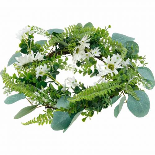 Prodotto Corona di eucalipto artificiale con felce, margherite del capo e gelsomino, ghirlanda porta, ghirlanda decorativa, decorazione della tavola