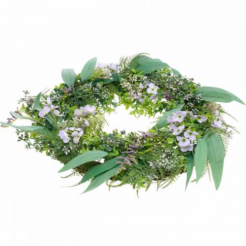 Prodotto Corona decorativa eucalipto, felce, fiori Ghirlanda artificiale Corona da tavolo