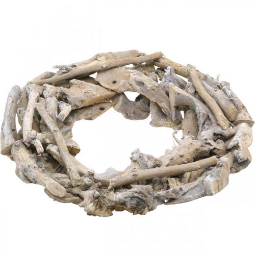 Floristik24 Radici e rami di ghirlanda di legno Ghirlanda decorativa laccata bianca Ø40cm H9cm