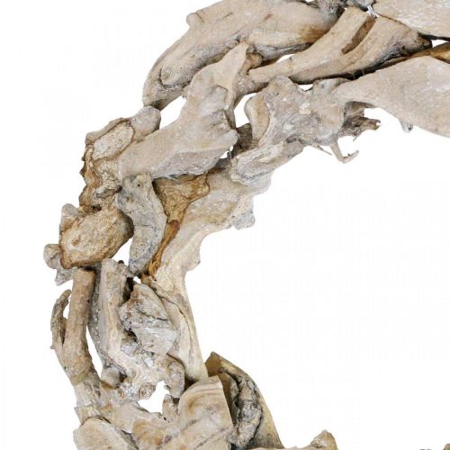 Floristik24 Radici e rami di ghirlanda di legno Ghirlanda decorativa laccata bianca Ø40cm H9cm