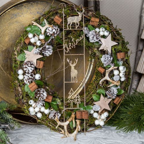Floristik24 Ghirlanda ghirlanda naturale ghirlanda di legno rami muschio glitter Ø40cm