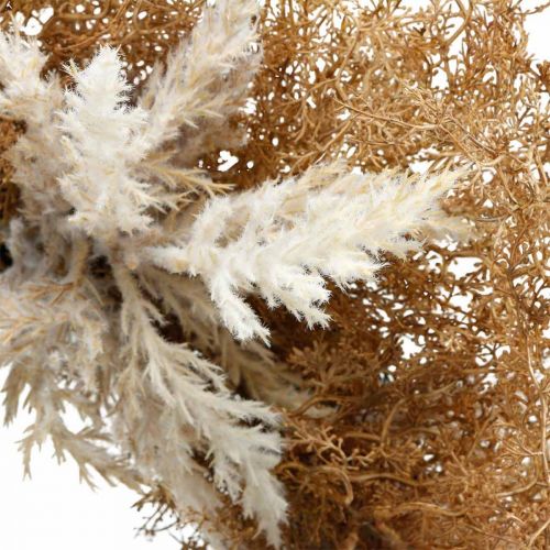 Ghirlanda decorativa erba di pampa crema artificiale, corona porta marrone Ø60cm