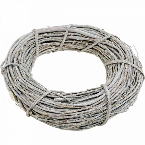 Floristik24 Ghirlanda decorativa sbiancata Ø35cm Shabby Chic porta ghirlanda decorazione tavola