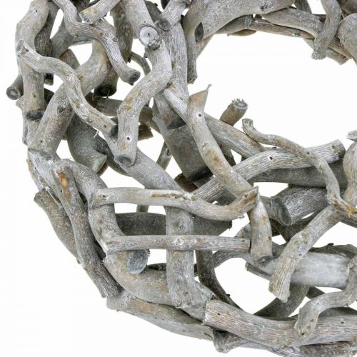 Prodotto Ghirlanda decorativa, ghirlanda di legno, grigio sbiancato, salice cavatappi Ø40cm