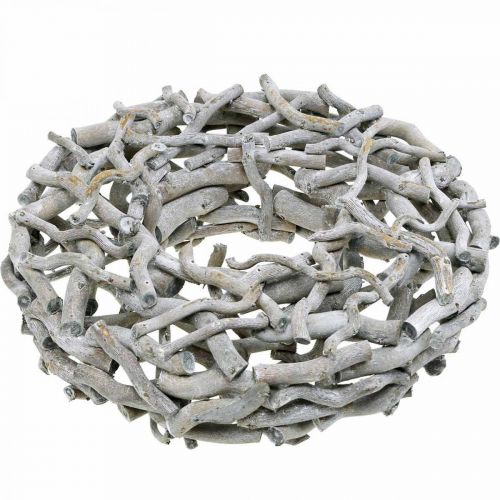 Prodotto Ghirlanda decorativa, ghirlanda di legno, grigio sbiancato, salice cavatappi Ø40cm