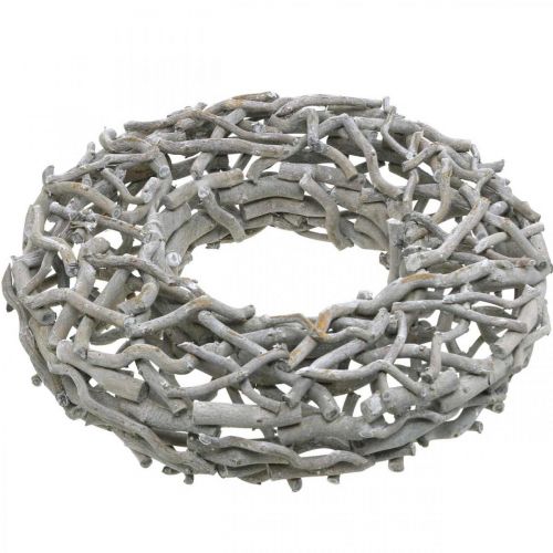 Prodotto Ghirlanda decorativa in legno, grigio sbiancato, decorazione da tavola ghirlanda naturale Ø50cm