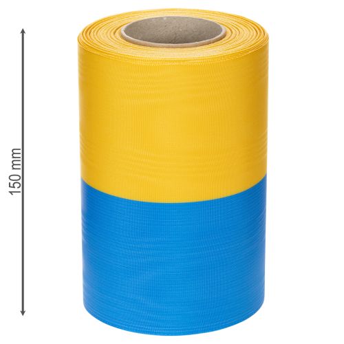 Prodotto Nastri per ghirlande in moiré da 150 mm nei colori blu e giallo - nastro decorativo e da lutto di alta qualità, ideale per celebrazioni e occasioni speciali, nastro per fiocchi.