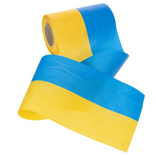 Prodotto Nastri per ghirlande in moiré da 150 mm nei colori blu e giallo - nastro decorativo e da lutto di alta qualità, ideale per celebrazioni e occasioni speciali, nastro per fiocchi.