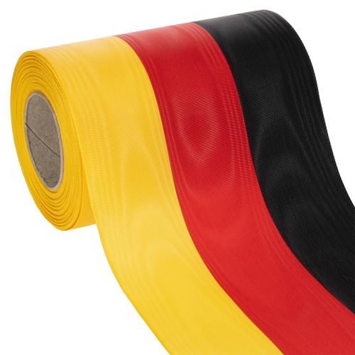 Nastri per ghirlande in moiré, 150 mm, nero-rosso-oro con effetto moiré francese, rotolo da 25 m per decorazioni e servizi funebri acquistare | Floristik24.it