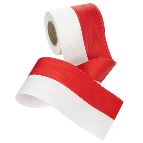 Prodotto Nastri moiré bianco-rosso per ghirlande, 100 mm