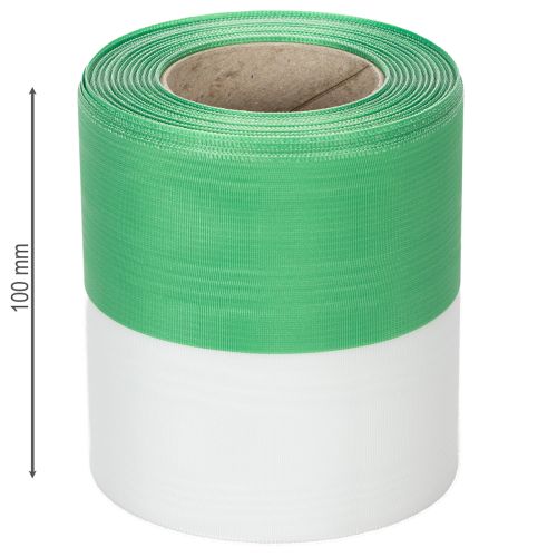 Prodotto Nastro ghirlanda moiré verde e bianco, 100 mm x 25 m - nastro nazionale, rilegatura in taffetà, nastro a fiocco, nastro decorativo