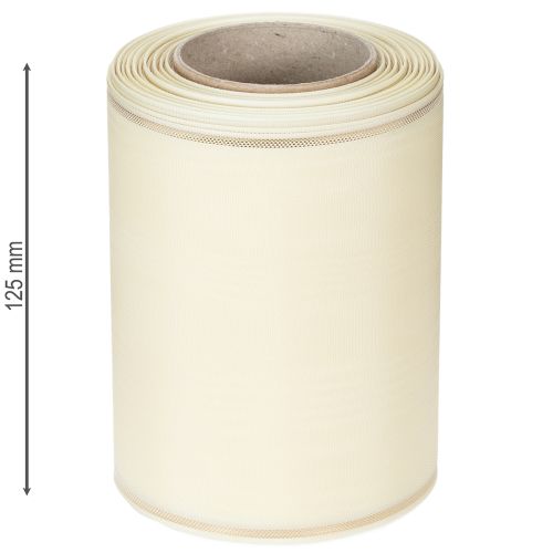 Prodotto Nastro per ghirlande color crema con bordo dorato, supersatin, largo 125 mm, lungo 25 m - Impermeabile, ideale per la stampa digitale ed ecologico