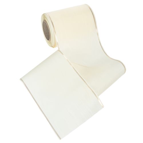 Prodotto Nastro per ghirlande color crema con bordo dorato, supersatin, largo 125 mm, lungo 25 m - Impermeabile, ideale per la stampa digitale ed ecologico