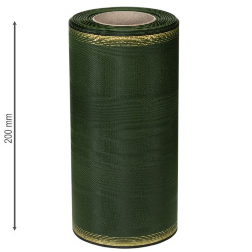 Prodotto Nastro per ghirlanda in moiré, 200 mm, verde scuro con bordo perlato e trama in taffetà - nastro decorativo per celebrazioni e composizioni floreali funebri, 25 m
