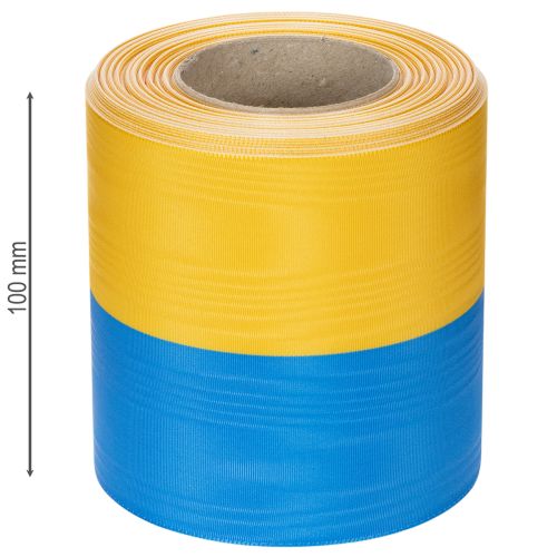 Prodotto Nastro ghirlanda moiré blu e giallo, 100 mm, nastro nazionale, nastro club, nastro decorativo, nastro da lutto festivo, acetato