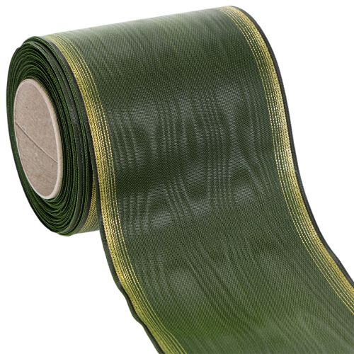 Floristik24 Nastro per ghirlanda moiré verde scuro 100 mm nastro decorativo nastro di taffetà