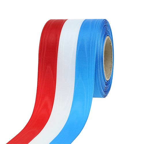Floristik24 Nastro per ghirlanda moiré blu-bianco-rosso 75 mm