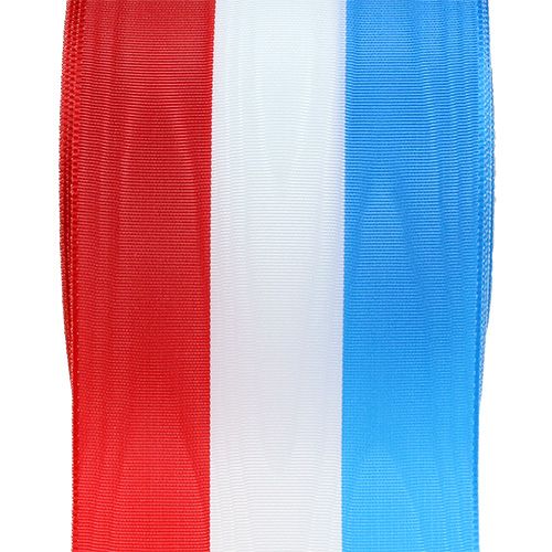 Floristik24 Nastro per ghirlanda moiré blu-bianco-rosso 75 mm