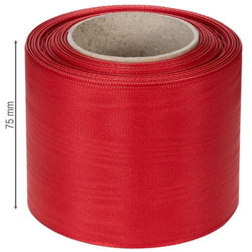 Prodotto Nastro rosso per ghirlande 75 mm x 25 m - Fiori e decorazioni funebri, nastro robusto per scritte