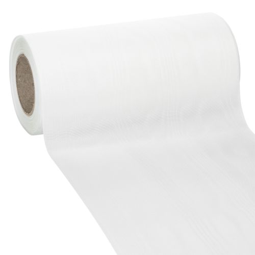 Floristik24 Nastro bianco per ghirlande, 200 mm di larghezza, rotolo da 25 m, nastro da lutto, nastro a fiocco, nastro decorativo per fiori funebri e altre occasioni