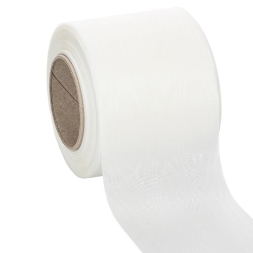 Floristik24 Nastro bianco per ghirlande, di alta qualità, 75 mm x 25 m - nastro decorativo per composizioni floreali e servizi funebri, ideale per la stampa.