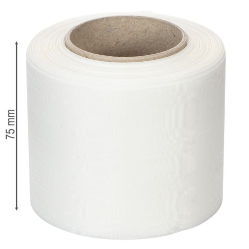 Prodotto Nastro bianco per ghirlande, di alta qualità, 75 mm x 25 m - nastro decorativo per composizioni floreali e servizi funebri, ideale per la stampa.