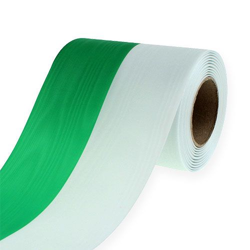 Prodotto Nastri per ghirlande Moiré verde-bianco 100mm 25m