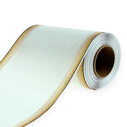 Floristik24 Nastro per ghirlanda Moiré 150mm, bianco