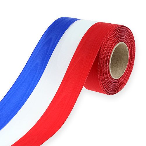 Floristik24 Nastri per ghirlande Moiré blu-bianco-rosso 100 mm