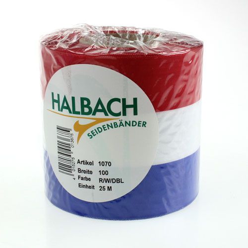 Floristik24 Nastri per ghirlande Moiré blu-bianco-rosso 100 mm