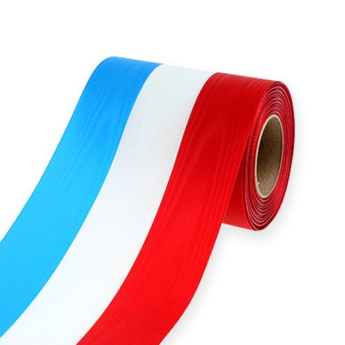 Floristik24 Nastri ghirlanda moiré blu-bianco-rosso 150 mm