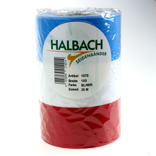 Floristik24 Nastri ghirlanda moiré blu-bianco-rosso 150 mm