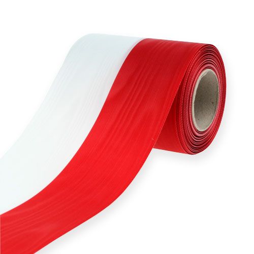 Prodotto Nastri per ghirlande Moiré bianco-rosso 100 mm