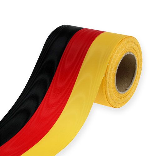 Floristik24 Nastri per ghirlande Moiré nero-rosso-oro 100 mm