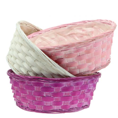 Floristik24 Cestino per patatine rotondo viola/bianco/rosa Ø25cm 6 pz